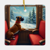Boxer Kerstavond Treinrit Schilderij Keramisch Ornament (Voorkant)