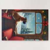 Boxer Kerstavond Treinrit Schilderij Legpuzzel (Horizontaal)