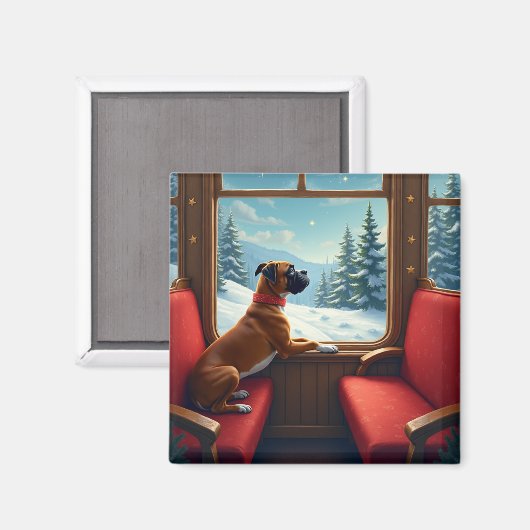 Boxer Kerstavond Treinrit Schilderij Magneet (Voorkant / Achterkant)