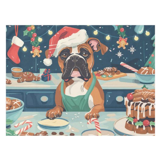 Boxer Kerstbak: Festieve Kerstmis Tafelkleed (Voorkant (Horizontaal))
