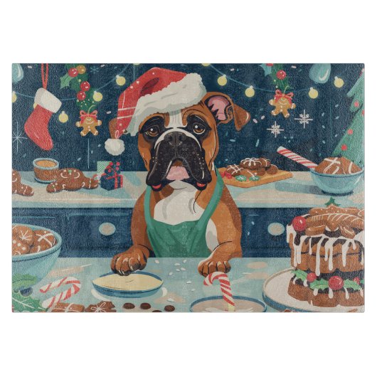 Boxer Kerstbakfeest: Festieve Kerstmis Snijplank (Voorkant)