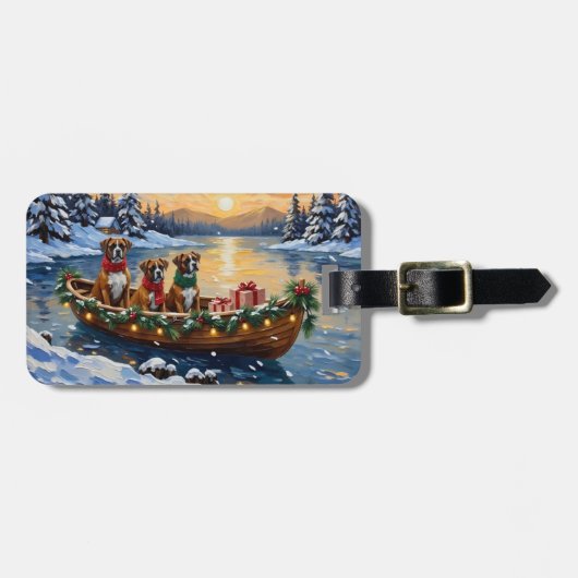Boxer Kerstboot Vakantie Bagagelabel (Voorkant horizontaal)