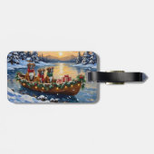 Boxer Kerstboot Vakantie Bagagelabel (Achterkant horizontaal)