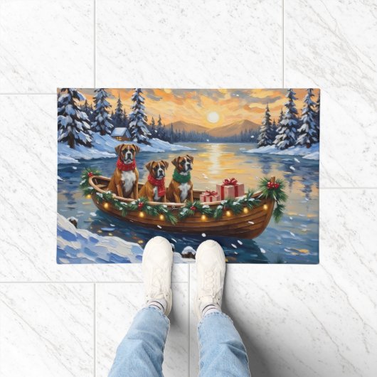 Boxer Kerstboot Vakantie Deurmat (Binnen)