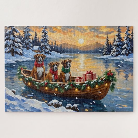 Boxer Kerstboot Vakantie Legpuzzel (Horizontaal)