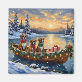 Boxer Kerstboot Vakantie Magneet (Voorkant)