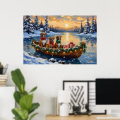 Boxer Kerstboot Vakantie Poster (Thuiskantoor)