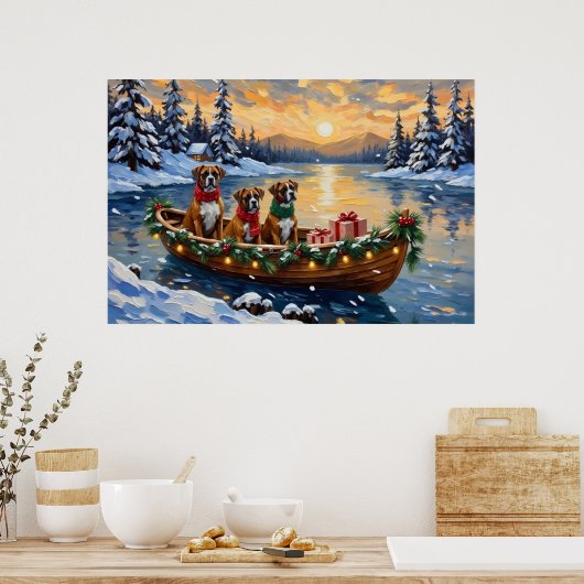 Boxer Kerstboot Vakantie Poster (Keuken)