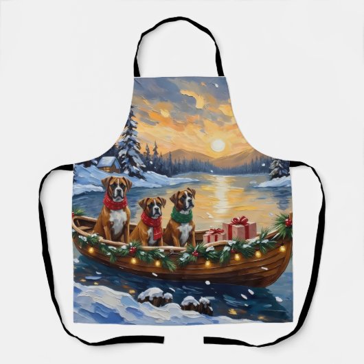 Boxer Kerstboot Vakantie Schort (Voorkant)