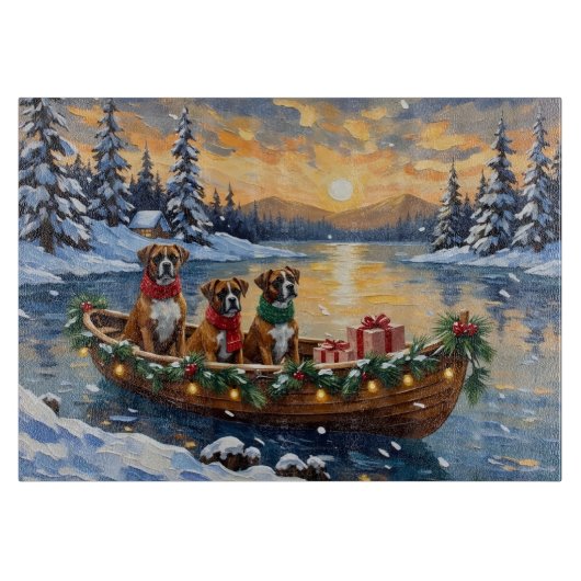 Boxer Kerstboot Vakantie Snijplank (Voorkant)