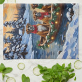 Boxer Kerstboot Vakantie Theedoek (Gevouwen)