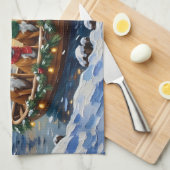 Boxer Kerstboot Vakantie Theedoek (Quarter Fold)