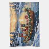 Boxer Kerstboot Vakantie Theedoek (Verticaal)