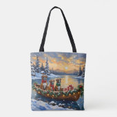 Boxer Kerstboot Vakantie Tote Bag (Achterkant)