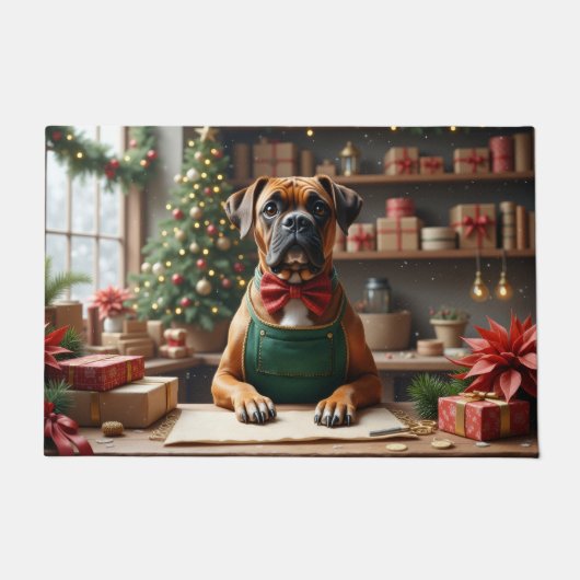 Boxer Kerstcadeau Verpakkingskunst Deurmat (Voorkant)