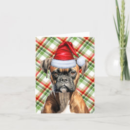 Boxer-kersthond en Green Red Pset-kerstmis Feestdagen Kaart