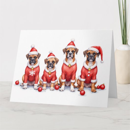 Boxer Kerstjurk Kerstman Hoed Kaart (Voorkant)