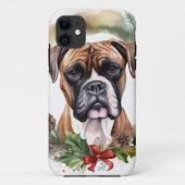 Boxer Kerstkrans Feestelijke Pup Case-Mate iPhone Case (Achterkant)