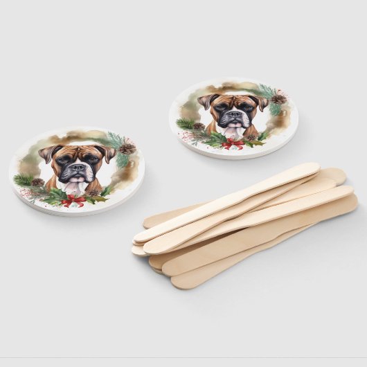 Boxer Kerstkrans Feestelijke Pup Handwaaier (Niet-gemonteerd)