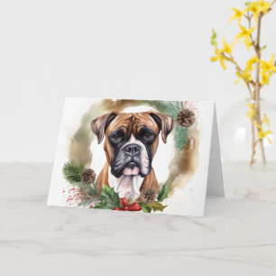 Boxer Kerstkrans Feestelijke Pup Kaart