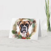 Boxer Kerstkrans Feestelijke Pup Kaart (Voorkant)