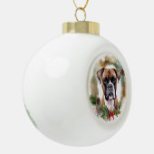 Boxer Kerstkrans Feestelijke Pup Keramische Bal Ornament (Links)