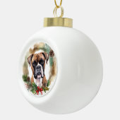Boxer Kerstkrans Feestelijke Pup Keramische Bal Ornament (Rechts)