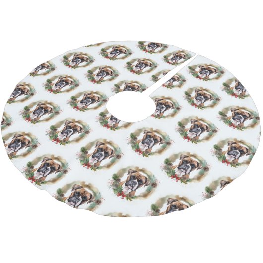 Boxer Kerstkrans Feestelijke Pup Kerstboom Rok (Gekanteld)