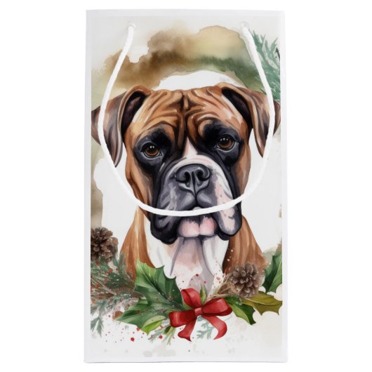 Boxer Kerstkrans Feestelijke Pup Klein Cadeauzakje (Achterkant)
