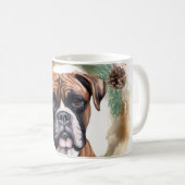 Boxer Kerstkrans Feestelijke Pup Koffiemok (Voorkant rechts)