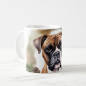 Boxer Kerstkrans Feestelijke Pup Koffiemok (Voorkant links)