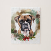 Boxer Kerstkrans Feestelijke Pup Legpuzzel (Verticaal)