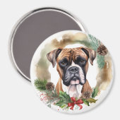 Boxer Kerstkrans Feestelijke Pup Magneet (Voorkant / Achterkant)