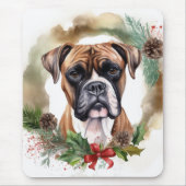 Boxer Kerstkrans Feestelijke Pup Muismat (Voorkant)