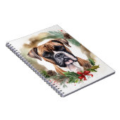 Boxer Kerstkrans Feestelijke Pup Notitieboek (Rechterzijde)