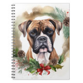 Boxer Kerstkrans Feestelijke Pup Notitieboek (Voorkant)