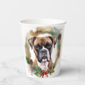 Boxer Kerstkrans Feestelijke Pup Papieren Bekers (Achterkant)