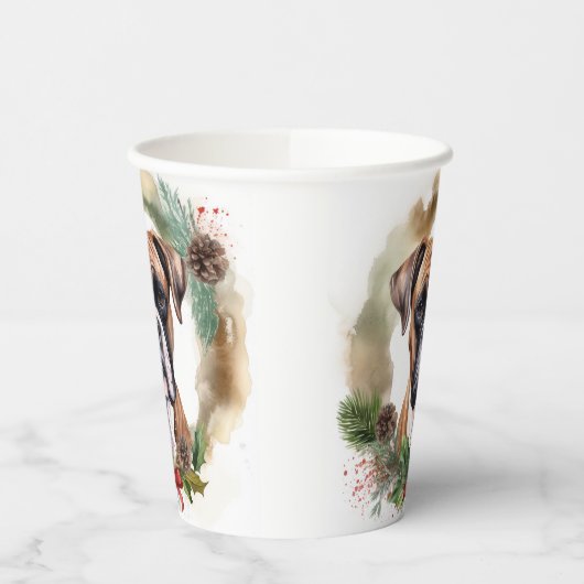 Boxer Kerstkrans Feestelijke Pup Papieren Bekers (Links)