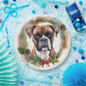 Boxer Kerstkrans Feestelijke Pup Papieren Bordje (Feest)