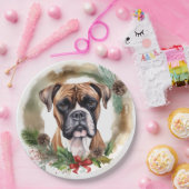 Boxer Kerstkrans Feestelijke Pup Papieren Bordje (Feest)