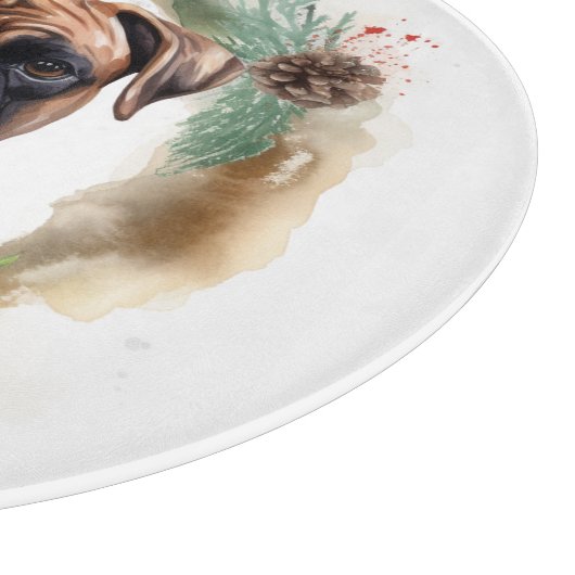 Boxer Kerstkrans Feestelijke Pup Snijplank (Hoek)