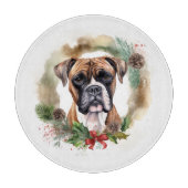 Boxer Kerstkrans Feestelijke Pup Snijplank (Voorkant)
