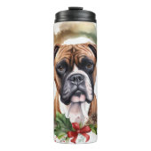 Boxer Kerstkrans Feestelijke Pup Thermosbeker (Voorkant)