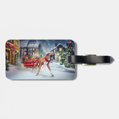 Boxer Kerstmis Feestelijk Seizoen Bagagelabel (Achterkant horizontaal)