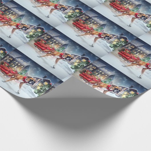 Boxer Kerstmis Feestelijk Seizoen Cadeaupapier (Hoek)