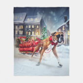 Boxer Kerstmis Feestelijk Seizoen Fleece Deken (Voorkant)