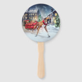 Boxer Kerstmis Feestelijk Seizoen Handwaaier (Achterkant)