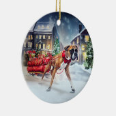 Boxer Kerstmis Feestelijk Seizoen Keramisch Ornament (Rechts)