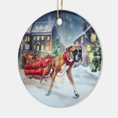 Boxer Kerstmis Feestelijk Seizoen Keramisch Ornament (Links)