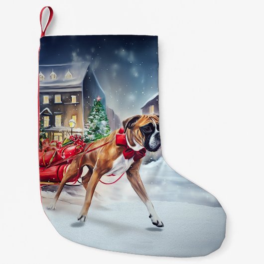 Boxer Kerstmis Feestelijk Seizoen Kleine Kerstsok (Voorkant)